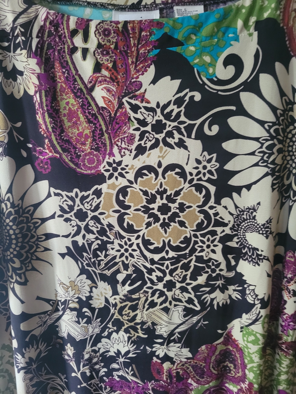 ECI New York Paisley Floral Multicolor Print Pullover Dress Stretch Women's L - Picture 9 of 14